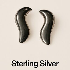 Sterling Silver Wave Pierced Earrings – Modernist Mexico 925 Pierced